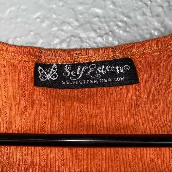 Self Esteem Womens Duck Print Scoop Neck Sleeveless Tank Top Orange Medium - Picture 4 of 4